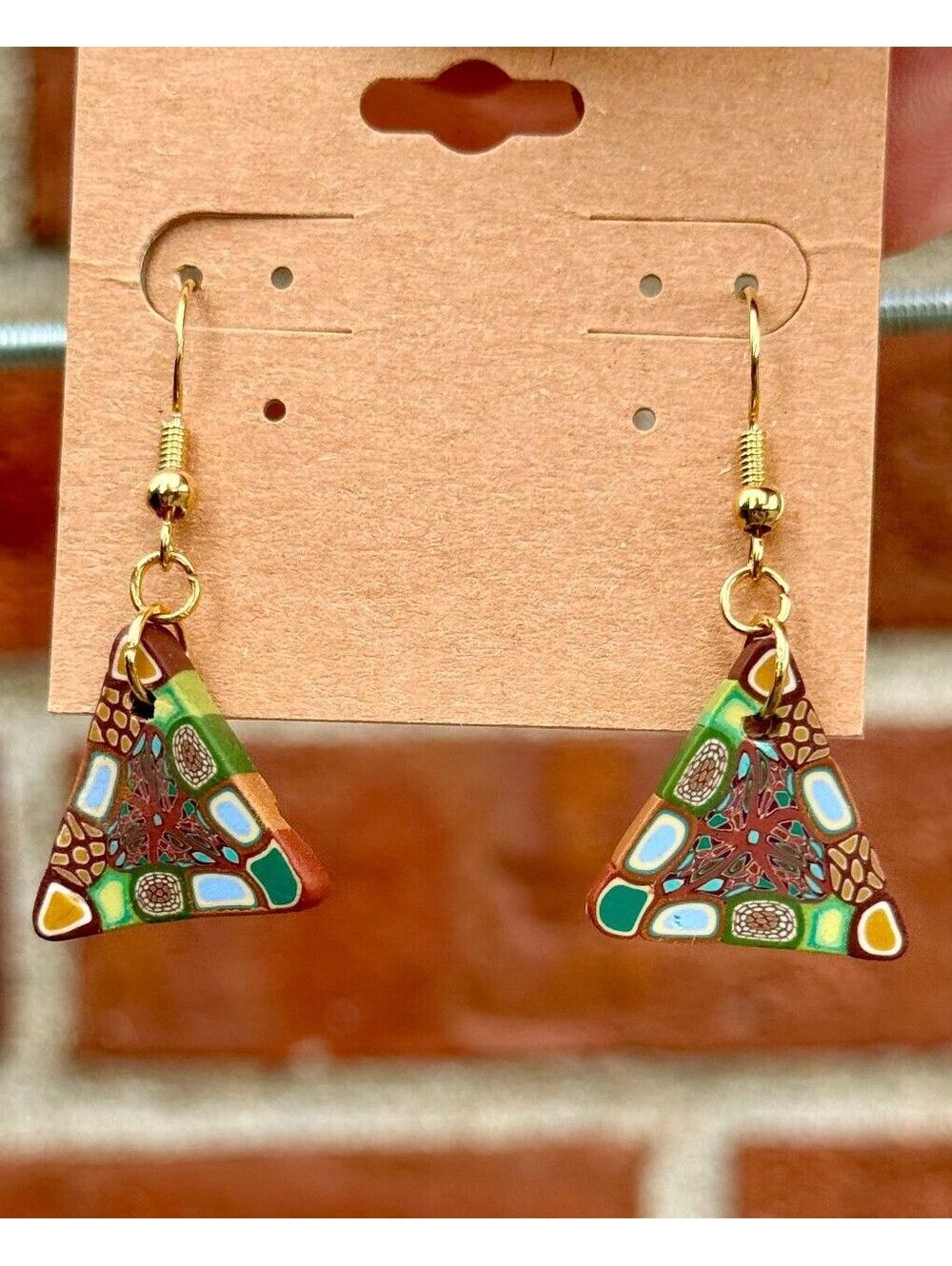 Handmade Polymer Clay Earrings Blue Green Purple